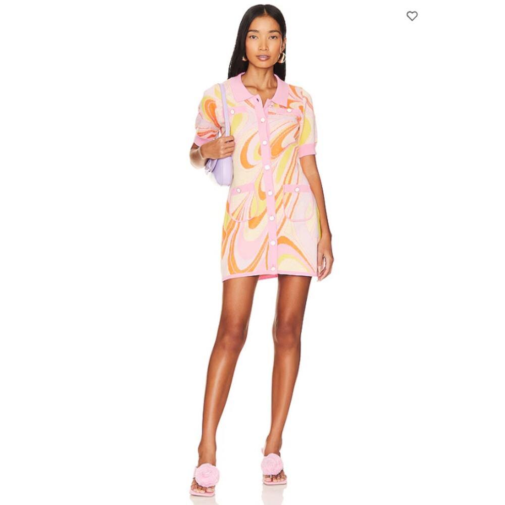 Vibrant Pink and Orange Mini Dress